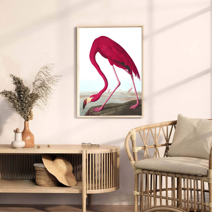 Anchored by striking S-curved postures and marshland shore studies reminiscent of historic double-elephant folio installations, this American Flamingo 1838 wall art captures structural grace. MapYourDreams offers complete display freedom, supporting unframed paper posters, elegant wooden framed units, and ready-to-hang gallery canvas options.