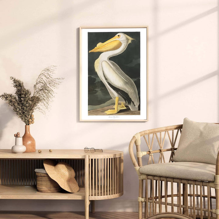 Anchored by striking pouch bill studies and rocky shore poses reminiscent of historic double-elephant folio installations, this American White Pelican 1838 wall art captures structural grace. MapYourDreams offers complete display freedom, supporting unframed paper posters, elegant wooden framed units, and ready-to-hang gallery canvas options.