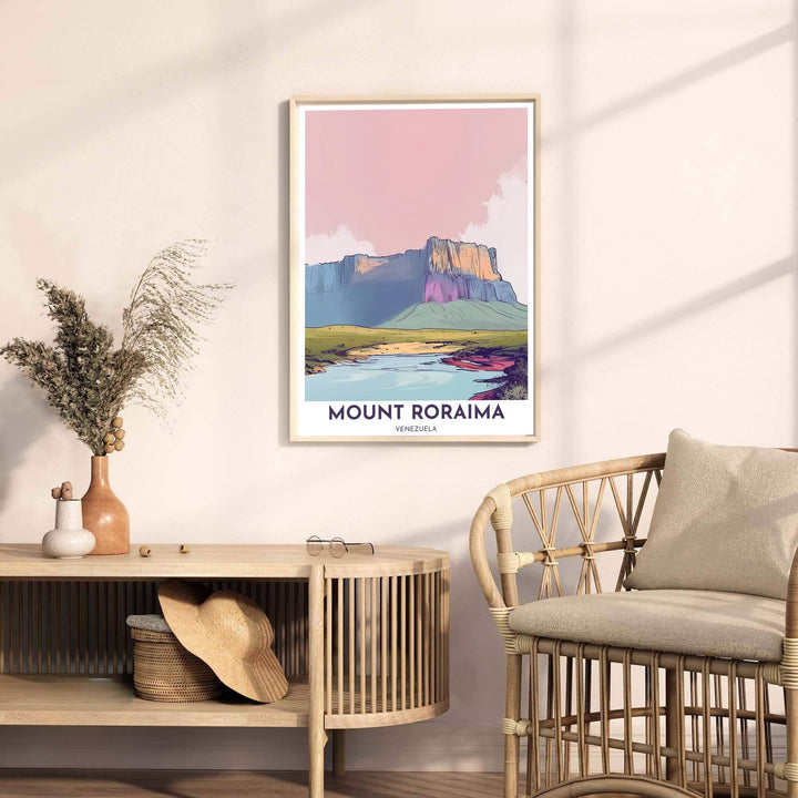 Contemporary travel poster capturing the clean Scandinavian aesthetic of Mount Roraima for minimalist interior spaces. A fine offering from MapYourDreams, choose between flexible product formats like borderless paper, custom wooden frames, or canvas wraps.