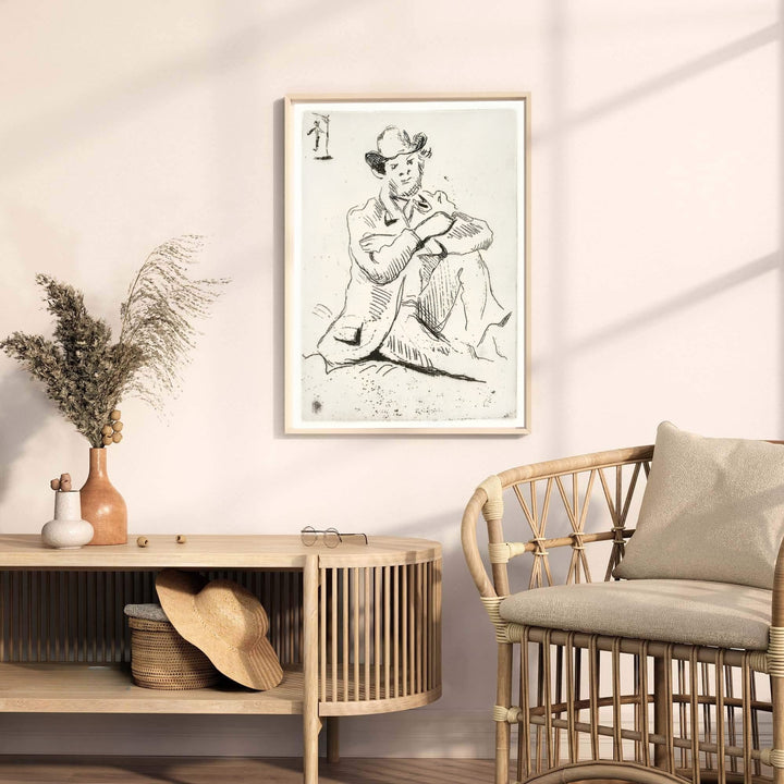 French Impressionist portrait print of Paul Cezanne Guillaumin With Hanged Man 1873 featuring a man in a cap in Auvers-sur-Oise France. Explore ready-to-hang framed wall art, unframed paper prints, and gallery canvas decor available directly from MapYourDreams online store.