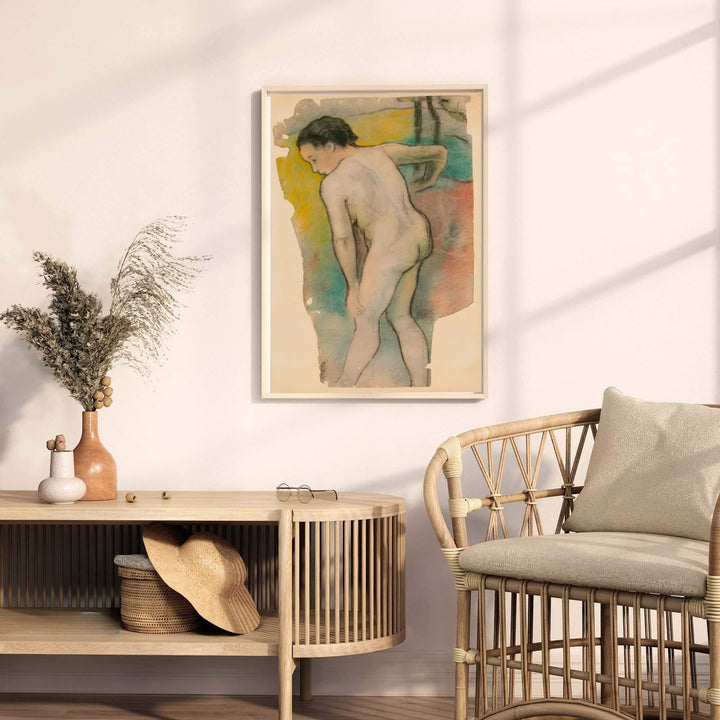 Museum quality fine art poster of Paul Gauguin Breton Bather 1886 detailing delicate paper textures in Pont-Aven, Brittany, France. MapYourDreams provides premium framed prints, unframed paper wall decor, and stretched canvas choices for office and bedroom spaces.