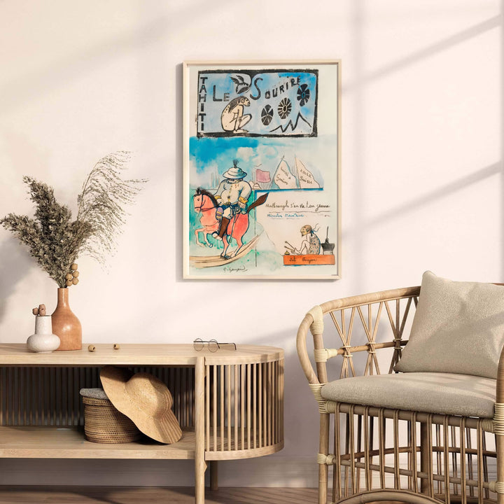 Museum quality fine art poster of Paul Gauguin Caricatures Governor Gallet 1900 detailing woodblock textures in Papeete, Tahiti, French Polynesia. MapYourDreams provides premium framed prints, unframed paper wall decor, and stretched canvas choices for office and study spaces.
