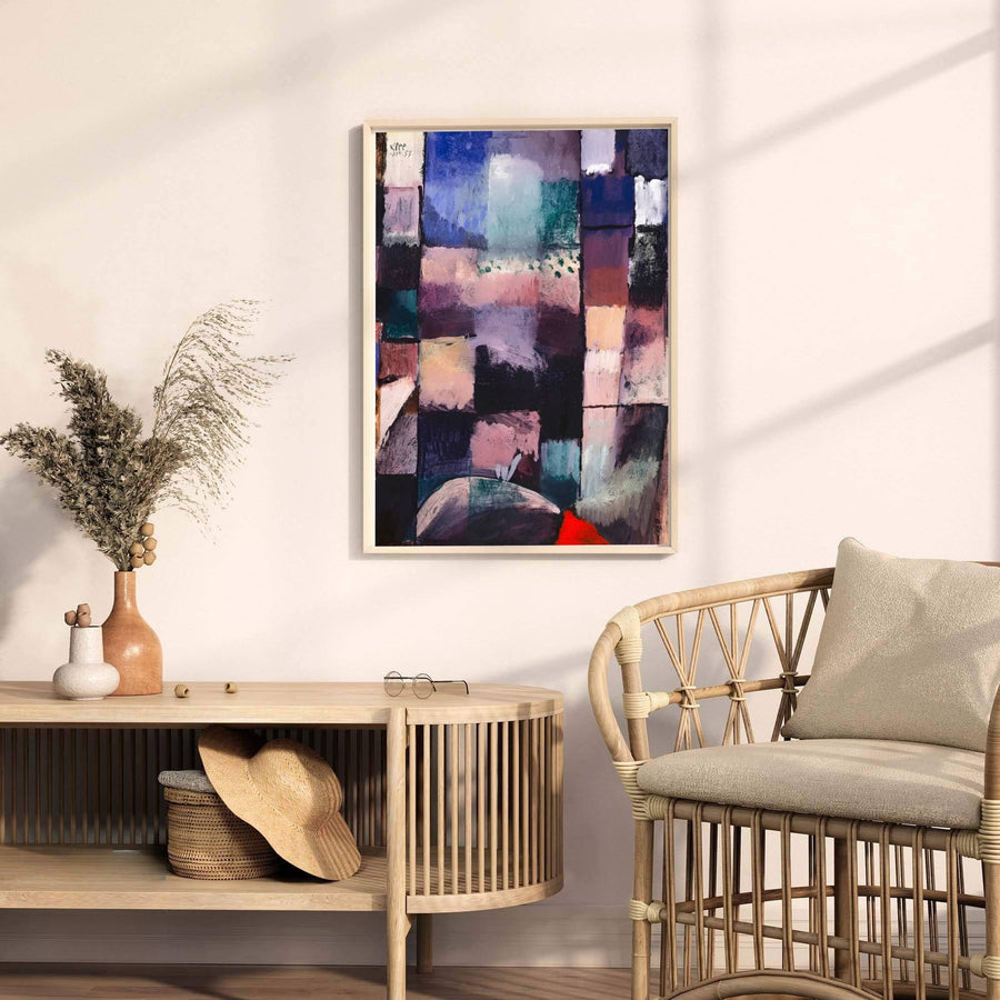 Transcending conventional decorative art, this ethereal Paul Klee artwork capturing About A Motif From Hammamet 1914 merges structural precision with profound atmospheric subtlety. MapYourDreams presents this wall decor with versatile finishing choices, enabling patrons to select traditional unframed prints, custom frames, or gallery-wrapped canvases for their interior design projects.