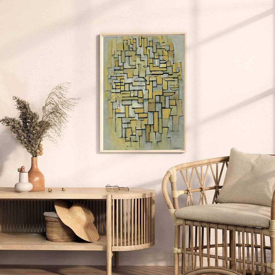 Transcending conventional decorative art, this ethereal 1913 Piet Mondrian artwork merges analytical precision with profound atmospheric subtlety. MapYourDreams presents this wall decor with versatile finishing choices, enabling patrons to select traditional unframed prints, custom frames, or gallery-wrapped canvases for their interior design projects.