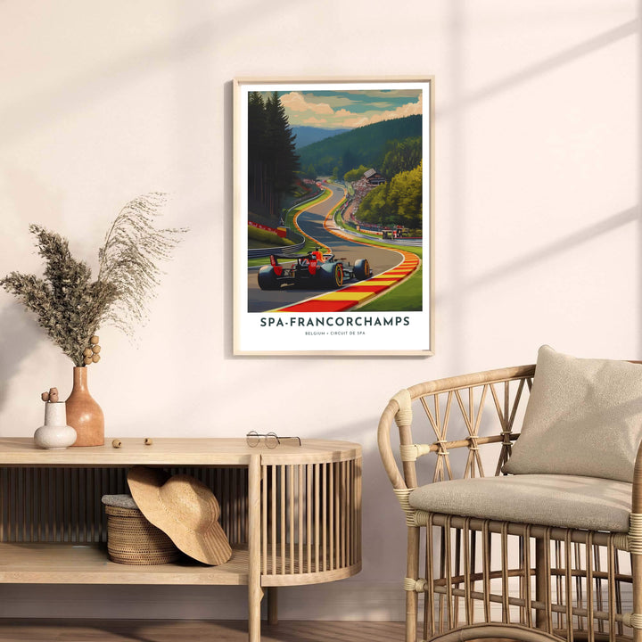Mid-century style travel illustration of Belgium&