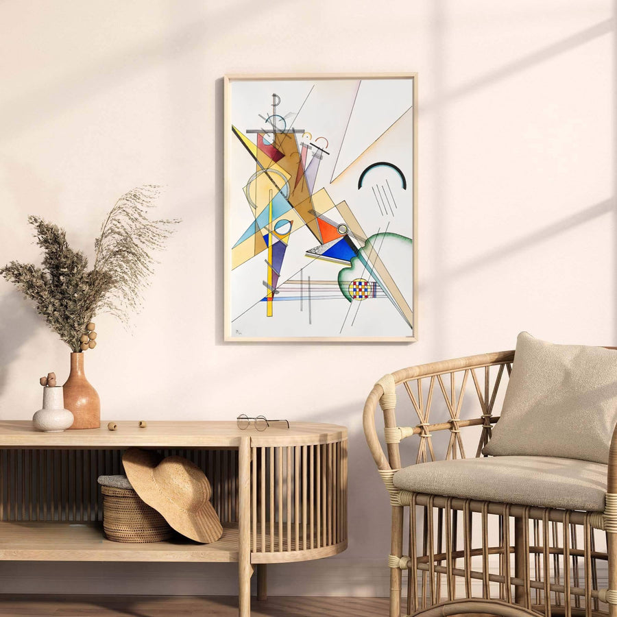 Transcending conventional visual art, this ethereal Wassily Kandinsky Web Gewebe rendering of abstract forms merges architectural precision with haunting design subtlety. MapYourDreams presents this wall art with versatile finishing choices, enabling patrons to select traditional unframed prints, custom frames, or gallery-wrapped canvases for their interior design projects.