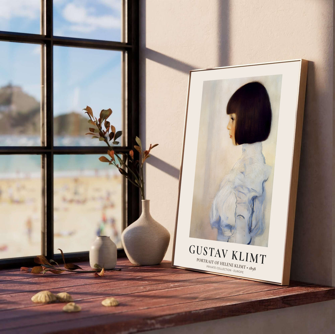 Luminous neutral portrait canvas poster of Gustav Klimt Portrait Of Helene Klimt 1898 featuring early masterwork painting from a Private Collection in Europe. MapYourDreams offers versatile framed wall art, unframed poster prints, and stretched canvas choices for gallery collection displays.