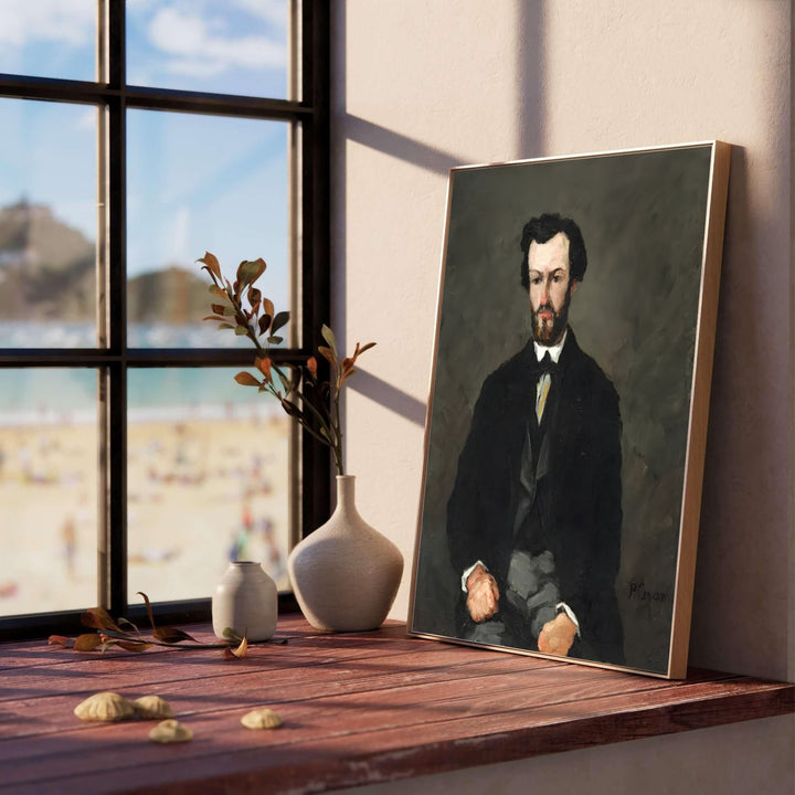 Moody classical portrait canvas art print of Paul Cezanne Antony Valabregue 1866 depicting a French art critic in Aix-en-Provence France. MapYourDreams offers versatile framed wall art, unframed poster prints, and stretched canvas choices for art collectors and home decorators alike.
