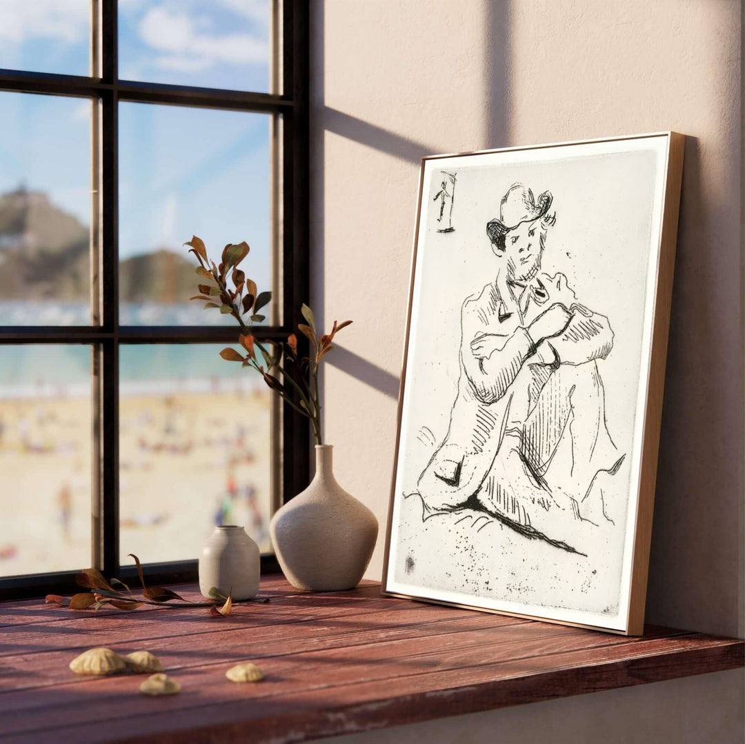 Classical French portrait sketch print of Paul Cezanne Guillaumin With Hanged Man 1873 capturing artist Armand Guillaumin in Auvers-sur-Oise France. Select custom framed wall art, unframed paper poster prints, or gallery canvas formats at MapYourDreams for a cohesive fine art display.