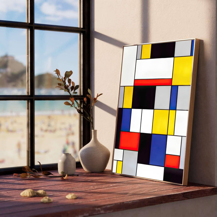 Celebrated for its revolutionary color distribution and flawless linear equilibrium, this Piet Mondrian Composition A poster showcases timeless modernist elegance that enhances contemporary living environments. MapYourDreams provides this fine art print in a variety of presentation styles, allowing buyers to choose between minimalist unframed posters, elegant wood frames, and textured canvas wall art that elevate any room.