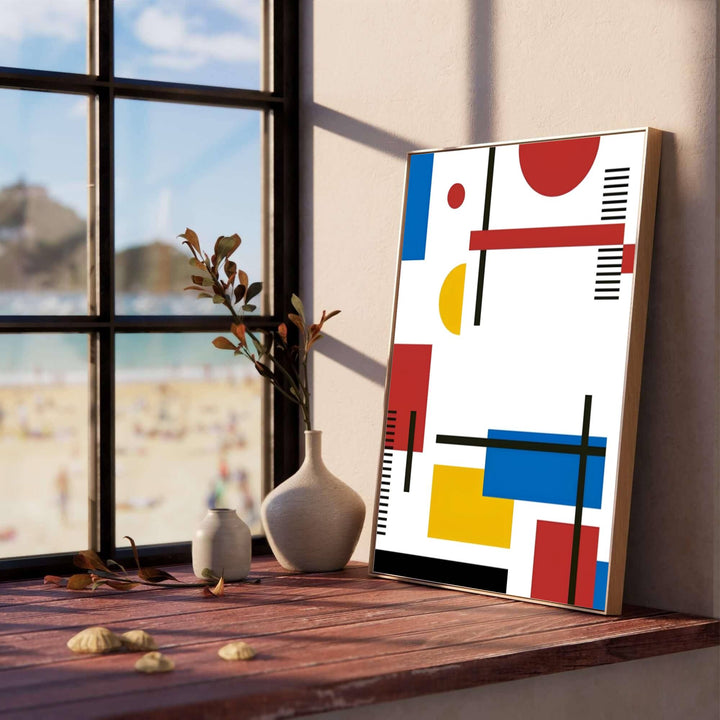 Celebrated for its bold color distribution and innovative linear equilibrium, this geometric wall art by Piet Mondrian showcases timeless modernist elegance that enhances contemporary living environments. MapYourDreams provides this fine art print in a variety of presentation styles, allowing buyers to choose between minimalist unframed posters, elegant wood frames, and textured canvas wall art that elevate any room.