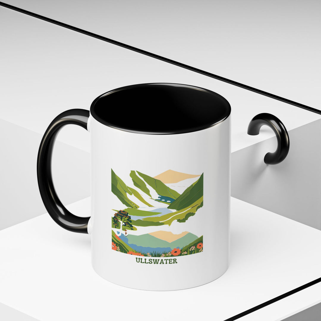 The Ullswater Mug is a high-quality ceramic piece featuring intricate designs inspired by the serene beauty of Ullswater in the Lake District. Dishwasher and microwave safe, it is ideal for personal use or gifting.