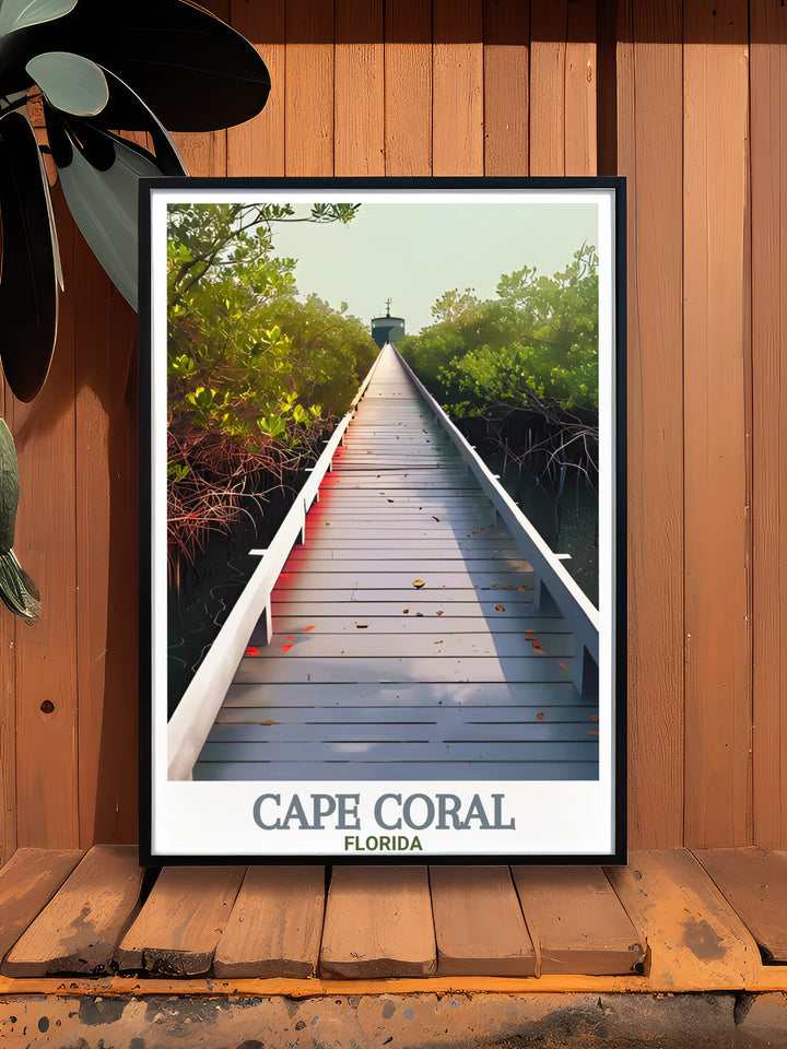 Captivating Cape Coral Poster featuring Glover Bight Trail vibrant and detailed travel print perfect for adding a touch of Floridian charm to any room and a great gift for nature enthusiasts.