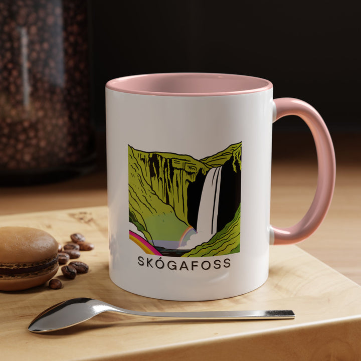 This Skógafoss Iceland mug captures the beauty of Iceland’s iconic waterfall. Perfect for coffee or tea, it showcases vibrant artwork and is microwave and dishwasher safe. A great keepsake for travelers and nature lovers.