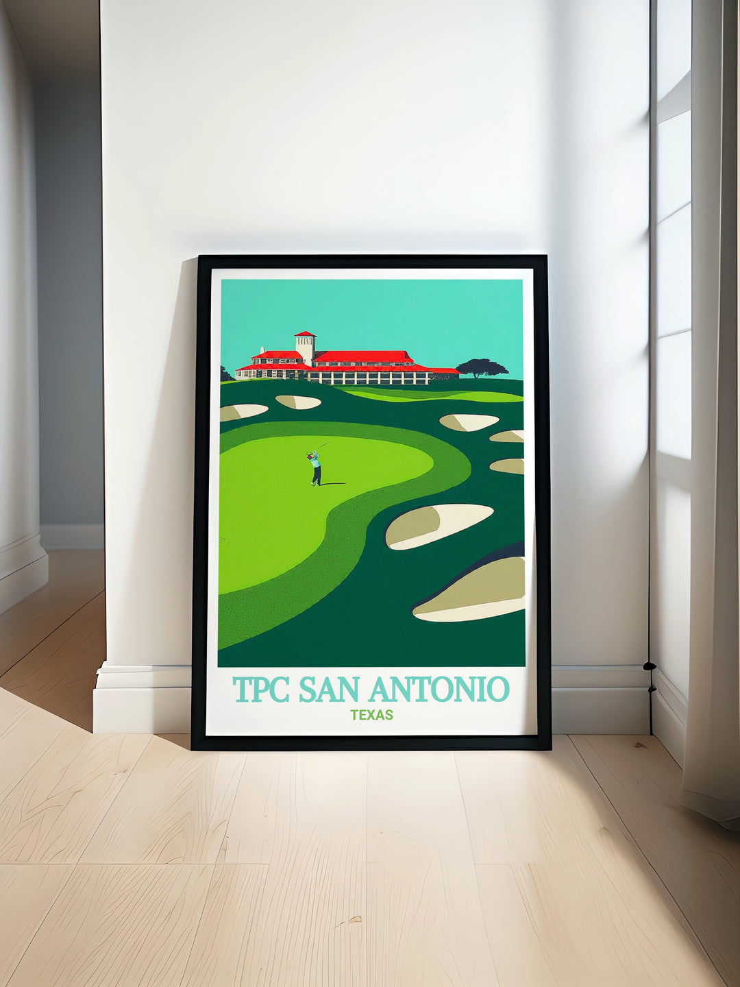 Elegant TPC San Antonio Golf Art Print captures the beauty of the course making it a perfect addition to your living space while adding a touch of sophistication and sport to your home decor with vibrant colors and intricate details