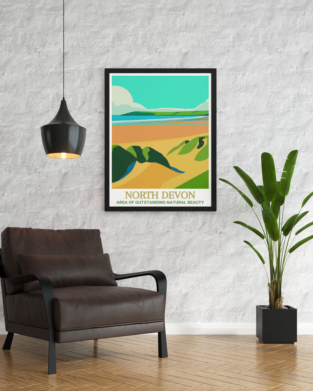 Saunton Sands Travel Poster beautifully captures the essence of this beloved North Devon destination, showcasing the expansive sandy beach, rolling waves, and distant cliffs. This poster is perfect for bringing the calming presence of the sea into your living space.