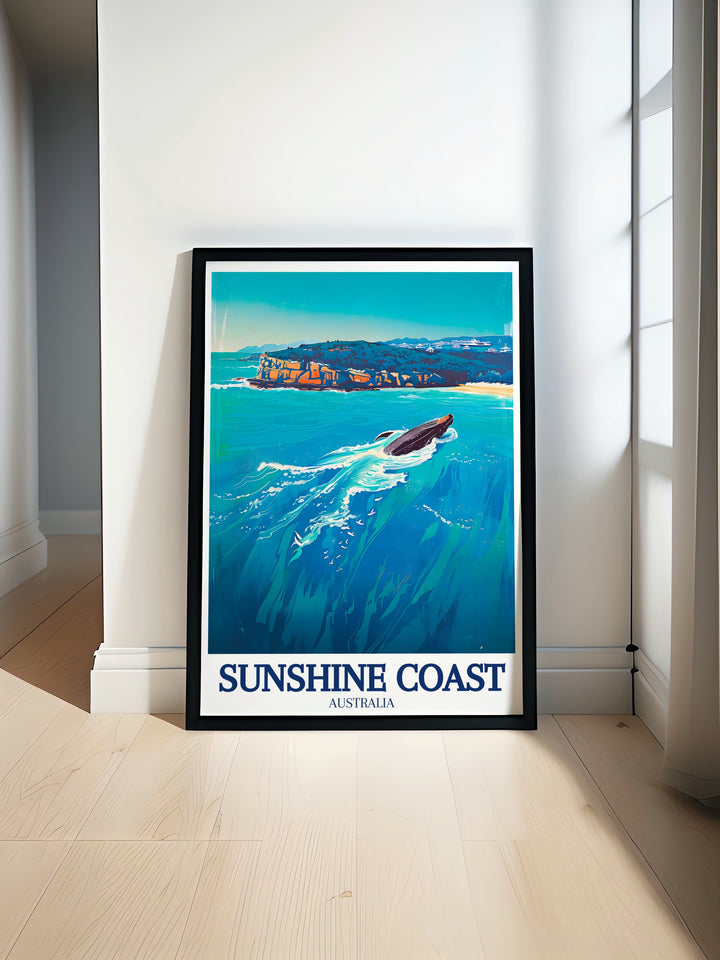 Vibrant Australia Poster featuring Noosa Heads and Noosa National Park perfect for adding a touch of Sunshine Coast beauty to your home decor and creating a serene ambiance