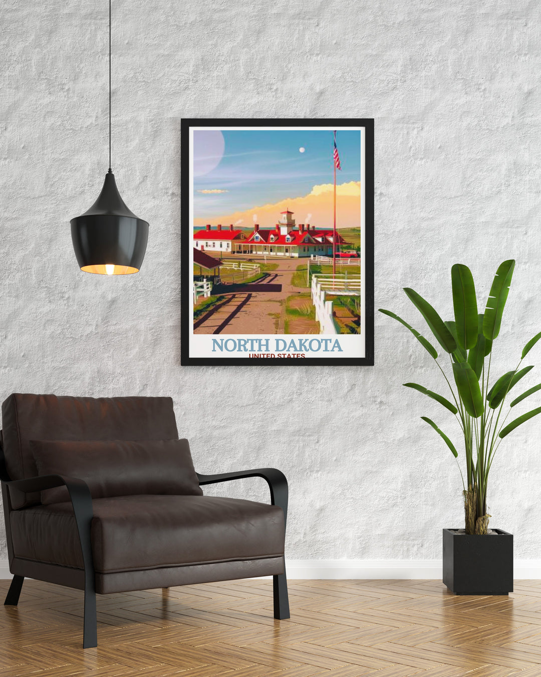 North Dakota Travel Poster featuring the historic Fort Union Trading Post, where history comes alive through the intricate details of the print. Perfect for travelers and art lovers, this poster adds a piece of North Dakotas rich history to any home or office.