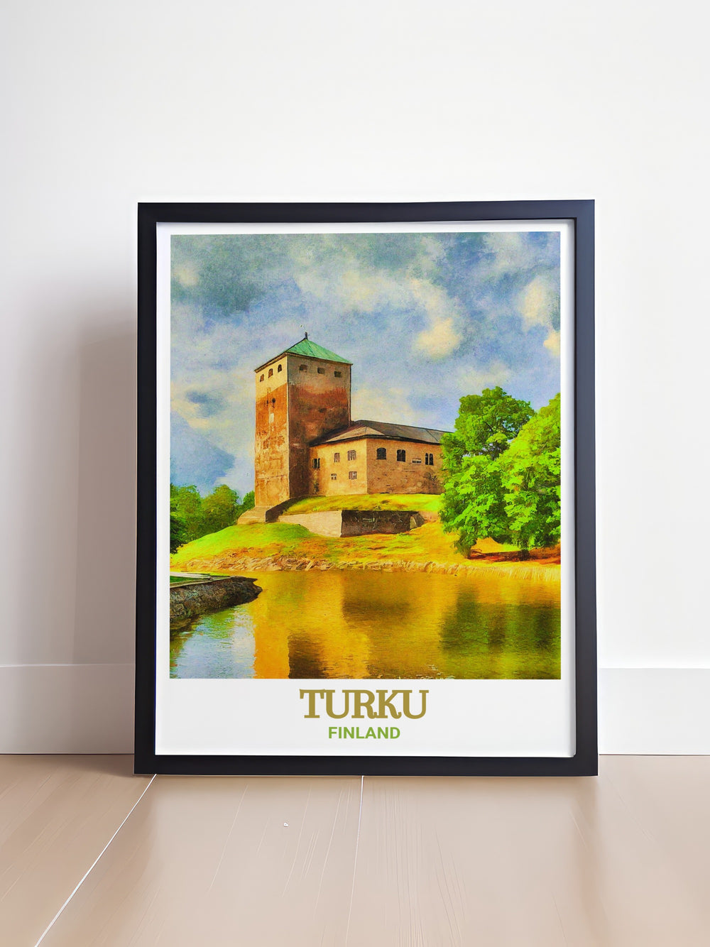 Immerse yourself in the history of Turku with this travel print featuring Turku Castle. Ideal for history buffs and travelers, this artwork brings the grandeur of Finlands oldest city into your home, creating a captivating and culturally rich atmosphere.