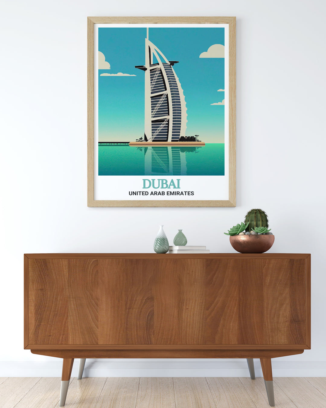 Black and white Burj Al Arab art print set against a detailed Dubai city map designed to elevate your space with its timeless elegance and modern appeal ideal for both contemporary and classic interiors