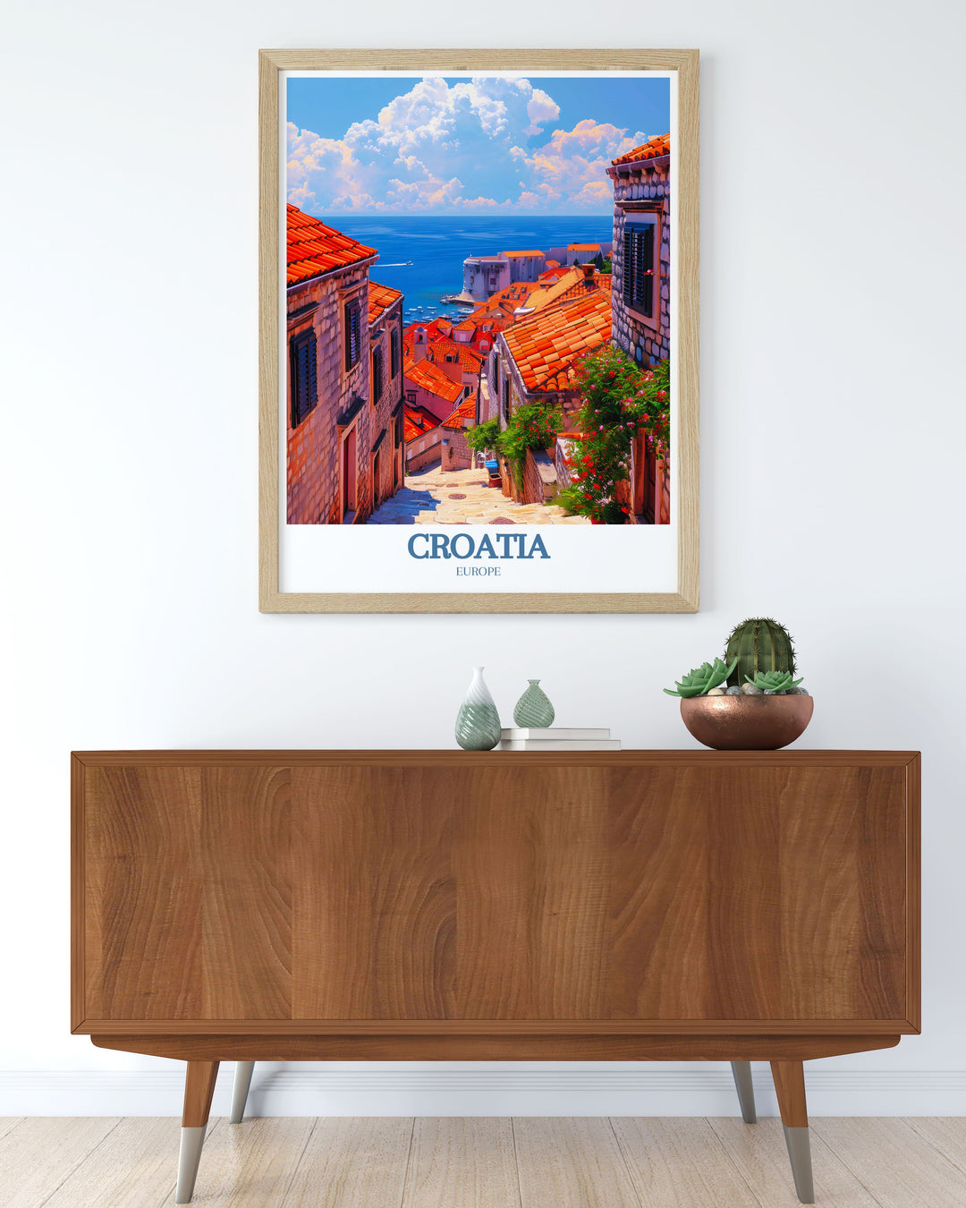 Showcasing the lush landscapes of Split and the coastal charm of the Adriatic Sea, this poster is ideal for art lovers who appreciate the diverse and stunning beauty of Croatia.