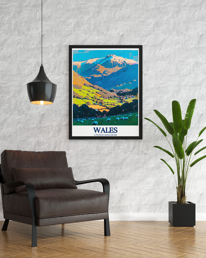 Celebrate Wales rich history with our Llansteffan Castle print and Snowdonia National Park Mount Snowdon perfect wall decor adding a sophisticated touch to your space