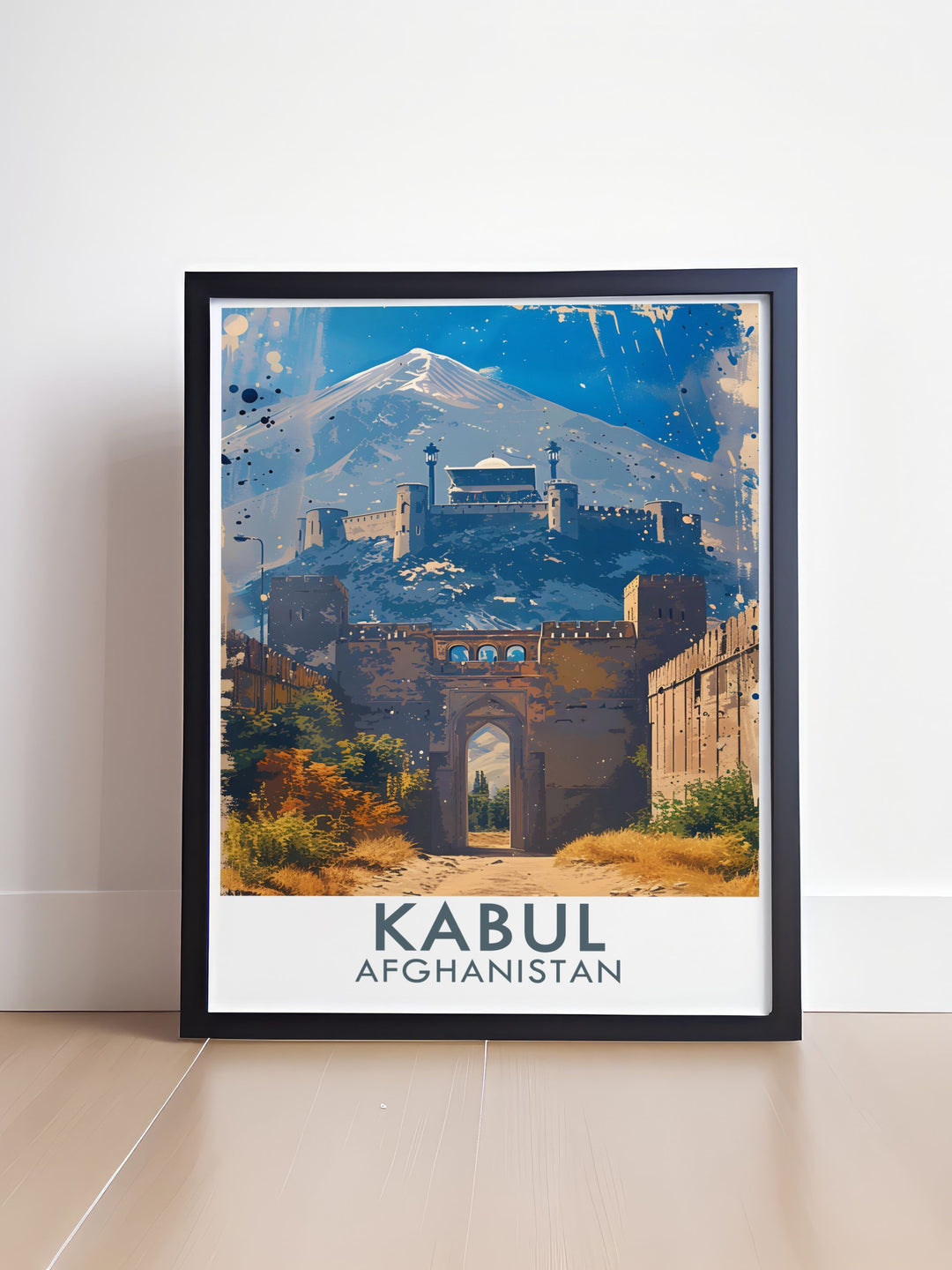 A poster featuring the Kabul Citadel, showcasing its rich history and cultural legacy. The artwork celebrates the architectural ingenuity and historical importance of the citadel, perfect for enhancing your living room decor.