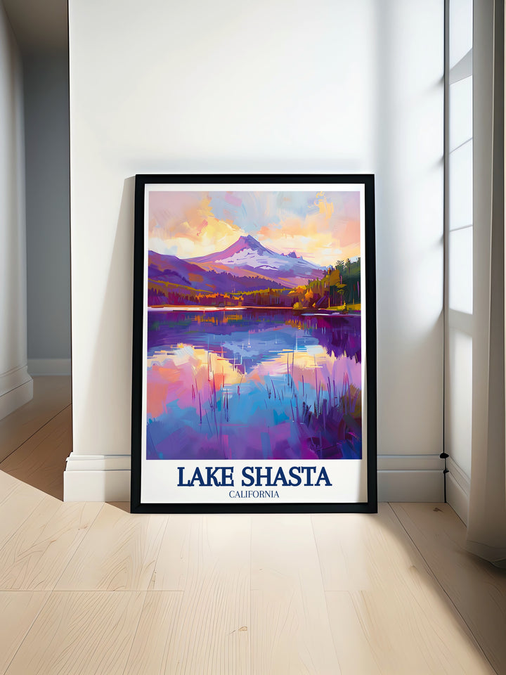 Castle Lake canvas print highlighting the peaceful reflections of the surrounding Shasta Cascade range. Perfect for anyone looking to bring a serene and calming touch to their home or office decor.