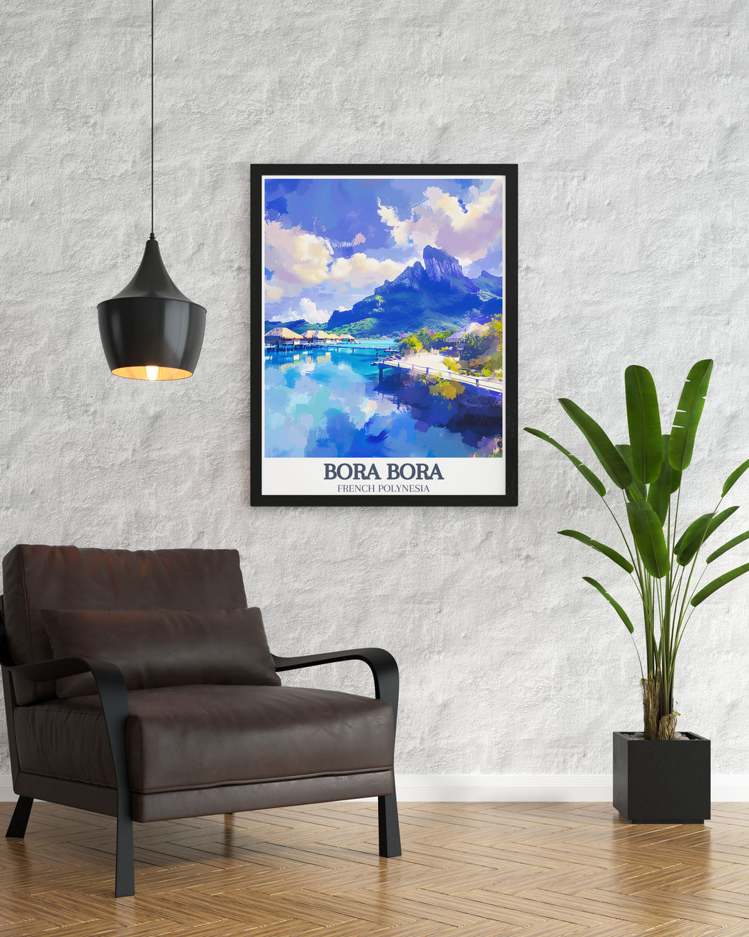 Beautiful wall art of Mount Otemanu Matira Beach showcasing the stunning landscapes of Bora Bora island perfect for home decor this travel print brings the serene beauty of French Polynesia into any room making it a cherished addition to your art collection.