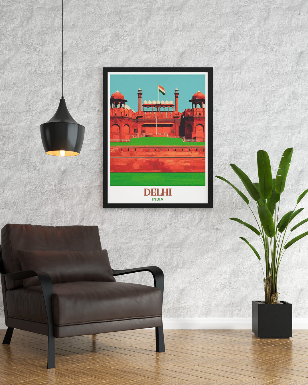 Vibrant Delhi poster showcasing the Red Fort adds a touch of Indias rich heritage to your living space ideal for elegant home decor