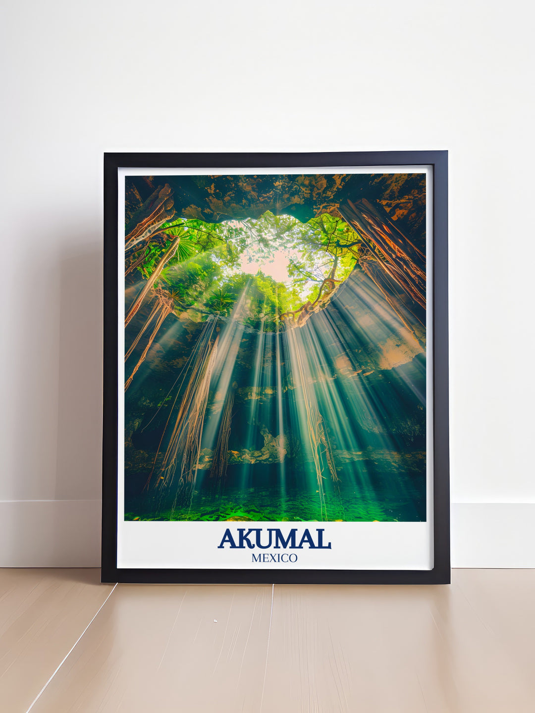 Akumal Decor featuring a detailed city print of Cenote Laguna Yal Ku a perfect wall decor for any stylish home