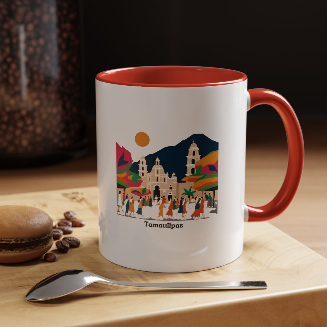 This Tamaulipas Mexico Mug showcases the vibrant culture of Mexico with intricate artwork. Made of durable ceramic, it is microwave safe and dishwasher safe. A perfect addition to your kitchen or office, offering functionality and a celebration of Mexican heritage in your daily routine.