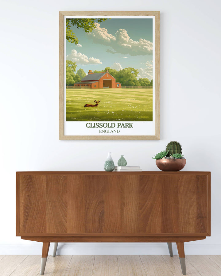 Clissold Park Animal Enclosure modern prints capturing the tranquil beauty of Clissold House in London. Enhance your home with this stunning living room decor, perfect for those who appreciate East London Art and the elegance of Hackney London.