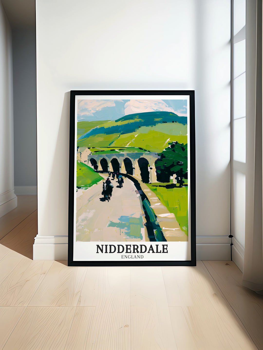 River Nidd vintage poster capturing the tranquil charm of Nidderdales waterways and natural beauty. Whether displayed in a living room or office, this art print is perfect for anyone who loves the UK countryside.