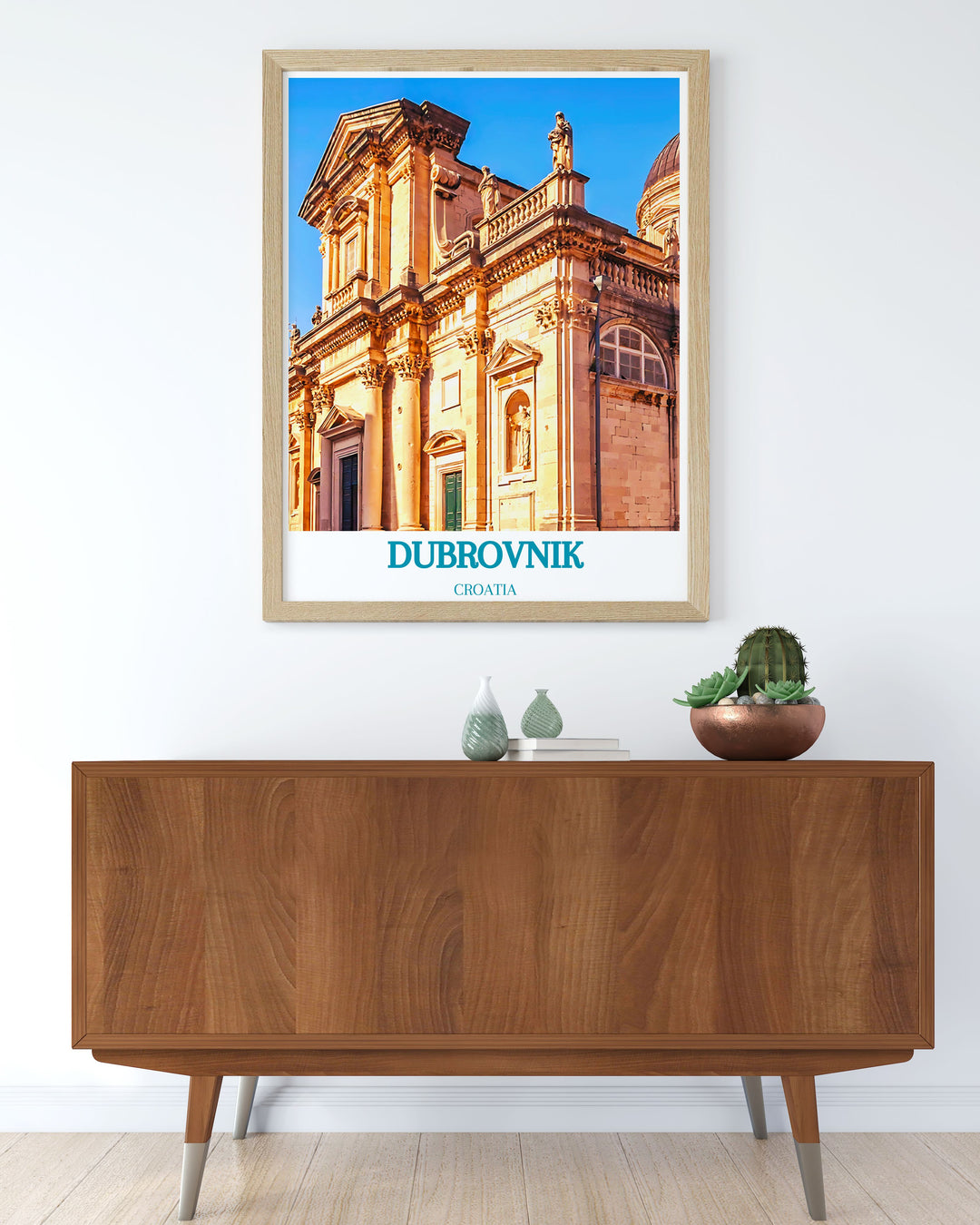 Modern wall decor featuring Dubrovniks Cathedral, with its intricate design and serene setting, perfect for enhancing any room with a touch of Croatian elegance.