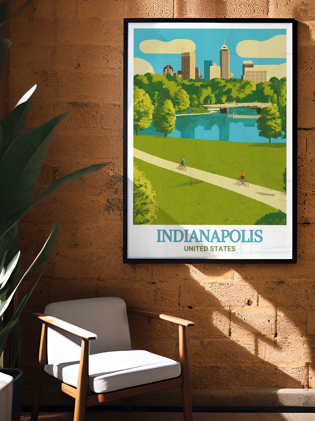 White River State Park art collection showcasing the lush landscapes and iconic bridges of Indianapolis. Perfect for adding a touch of elegance and tranquility to your home decor. This print captures the serene spirit of the park.