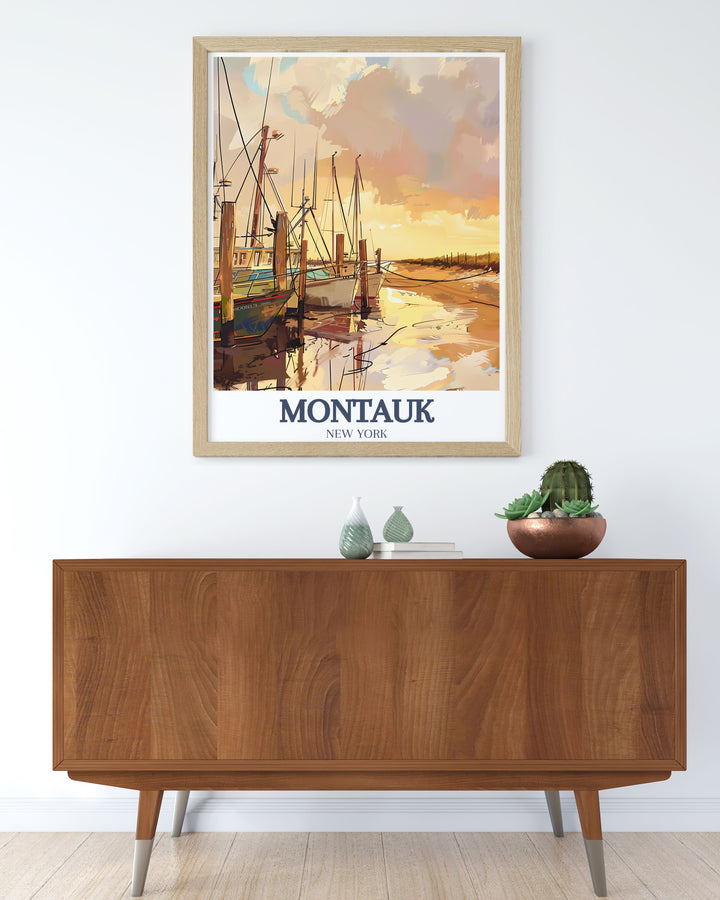 Detailed Montauk Street Map Print featuring Gosmans Dock and Montauk State Park ideal for framing and adding charm to your home decor or as a thoughtful gift