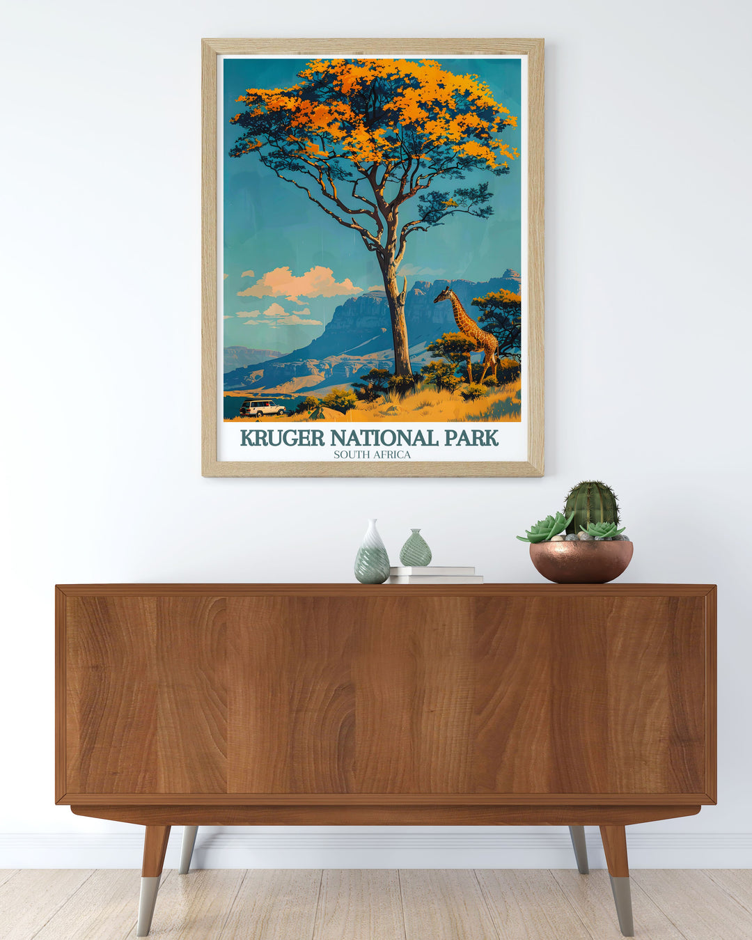 Showcasing the historical richness of the African savannah, this travel poster features iconic wildlife and open landscapes. Ideal for history enthusiasts, this piece brings the fascinating history of Africas wilderness into your home.