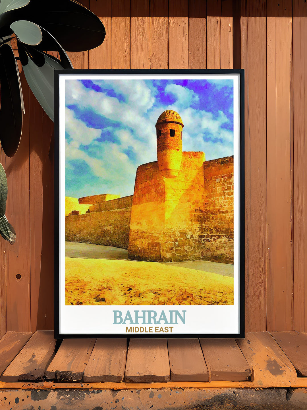 Captivating Bahrain Souvenir print of Bahrain Fort bringing the charm and allure of Bahrain into your living space with a beautifully designed piece of art.