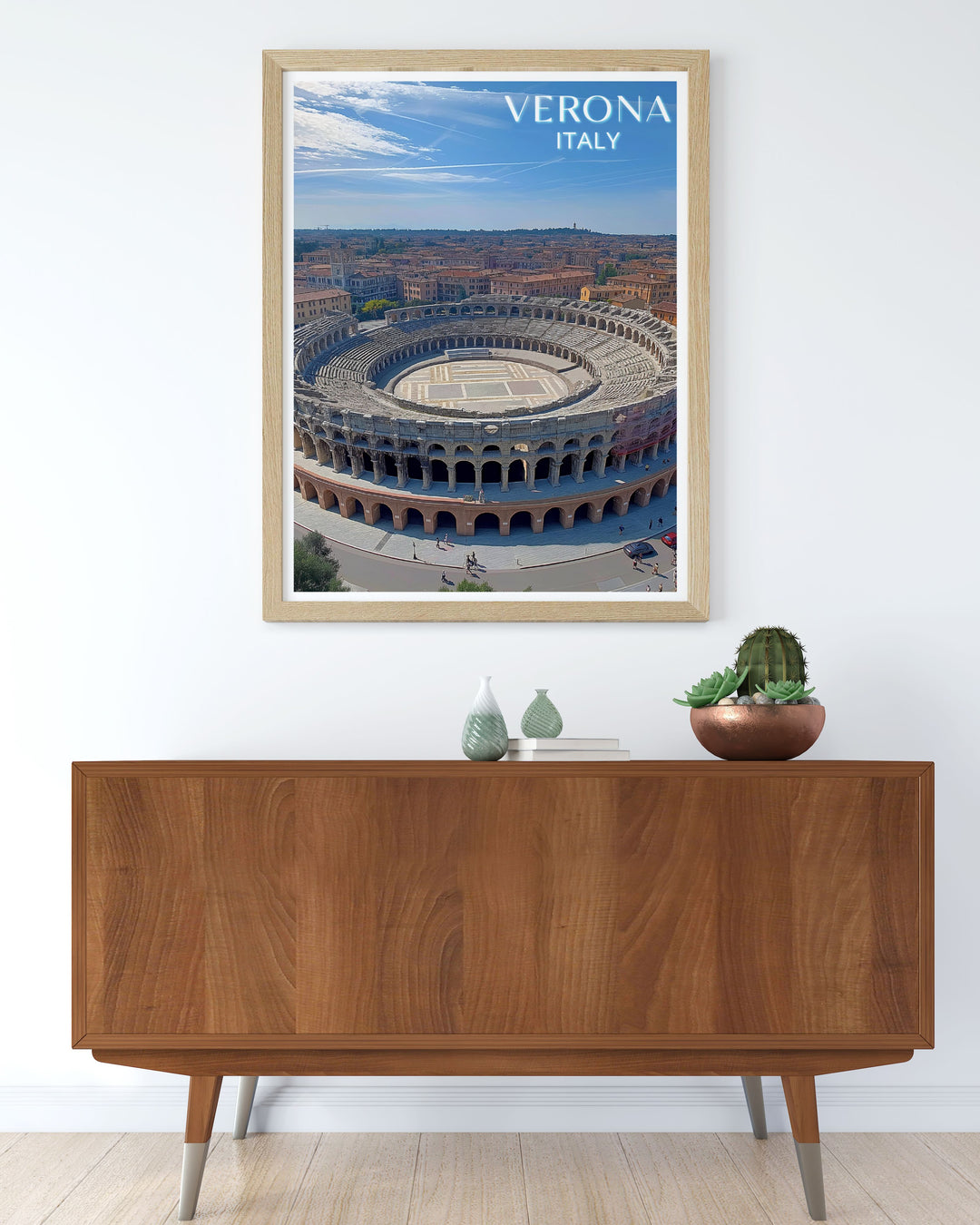 Captivating vintage print of Arena de Verona in Italy designed to bring the essence of this historic amphitheater into your home an ideal addition to your collection of Italy wall posters and Verona wall decor.