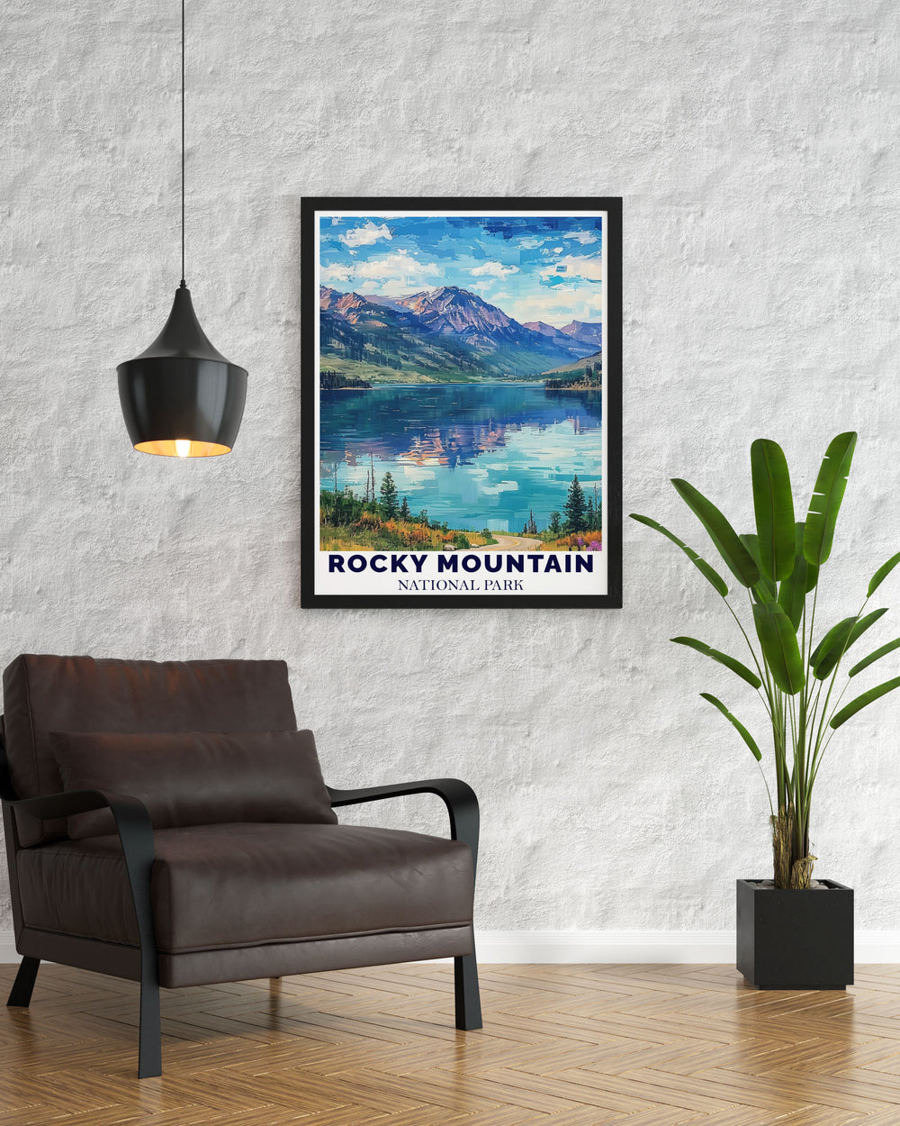 Vintage travel print of Bear Lake in the Colorado Rockies highlighting the natural beauty of the national park a great addition to any art collection or as a thoughtful gift for nature enthusiasts