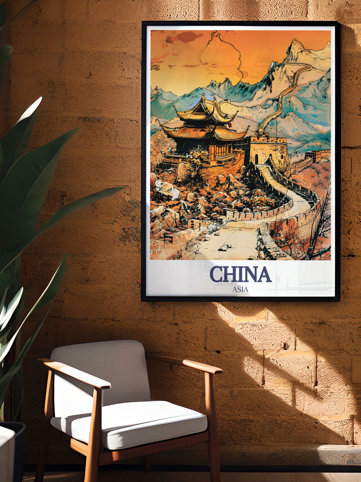 Celebrate the timeless majesty of the Great Wall with this elegant China poster print, which beautifully captures the wall as it winds through the Huairou District. This travel print serves as both a reminder of Chinas vast history and an exquisite piece of art for your home. A thoughtful gift for anyone who loves global travel and culture.