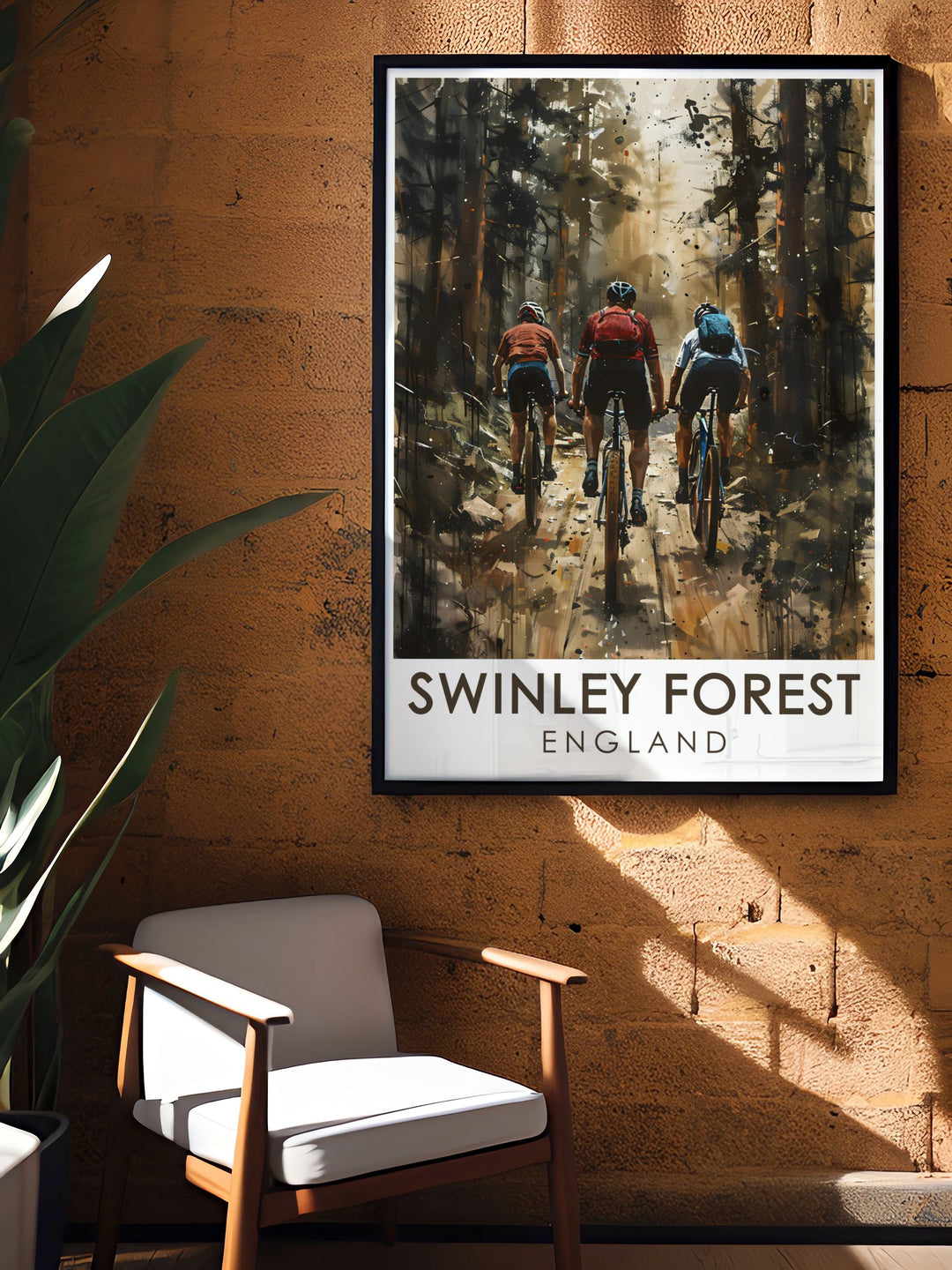 Stunning Mountain Bike Trails artwork capturing the beauty of Swinley Forest MTB trails. A cycling wall art piece perfect for bikers and outdoor enthusiasts who want to bring the excitement of mountain biking into their home decor or office space.