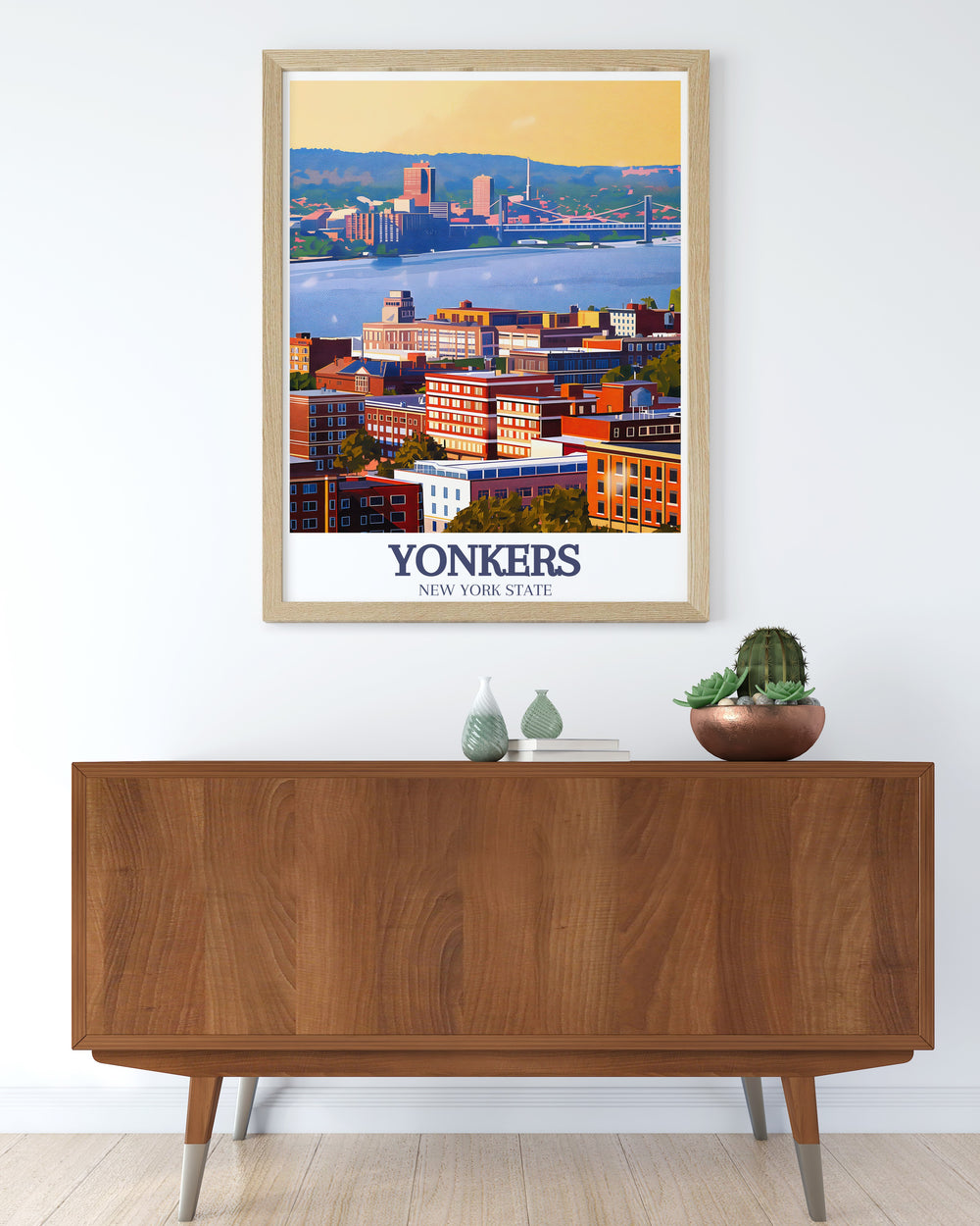Elegant Yonkers wall art showcasing Hudson River Downtown in stunning prints great for living room decor and making memorable gifts for anniversaries birthdays and Christmas