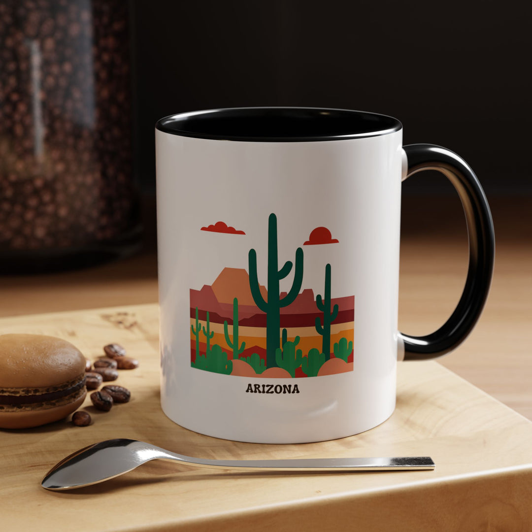 An artistic Arizona Mug with vibrant patterns that reflect Arizona's cultural richness. Dishwasher safe and crafted from ceramic, this mug is perfect for enjoying coffee or tea while celebrating Arizona.