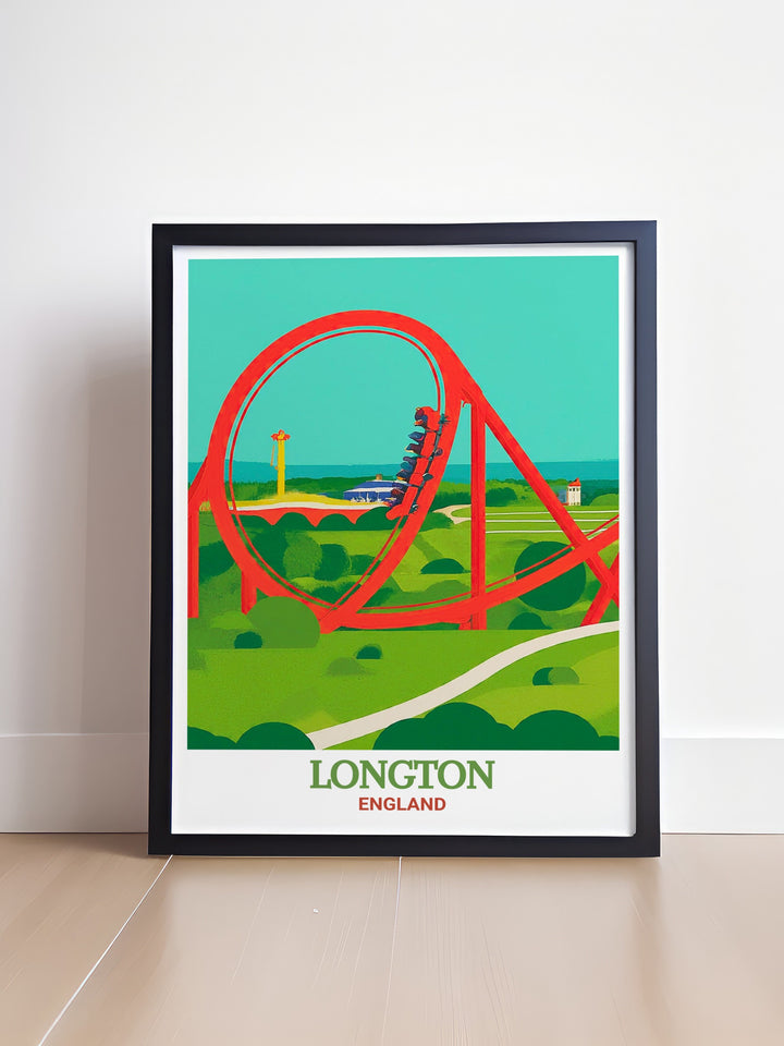 A vibrant travel poster of Shelleys Laserdome, the legendary 90s rave venue in Longton, capturing the energy and spirit of the era. This print celebrates the iconic nightclub that defined a generation, making it the perfect piece for lovers of rave culture and nightclub art.