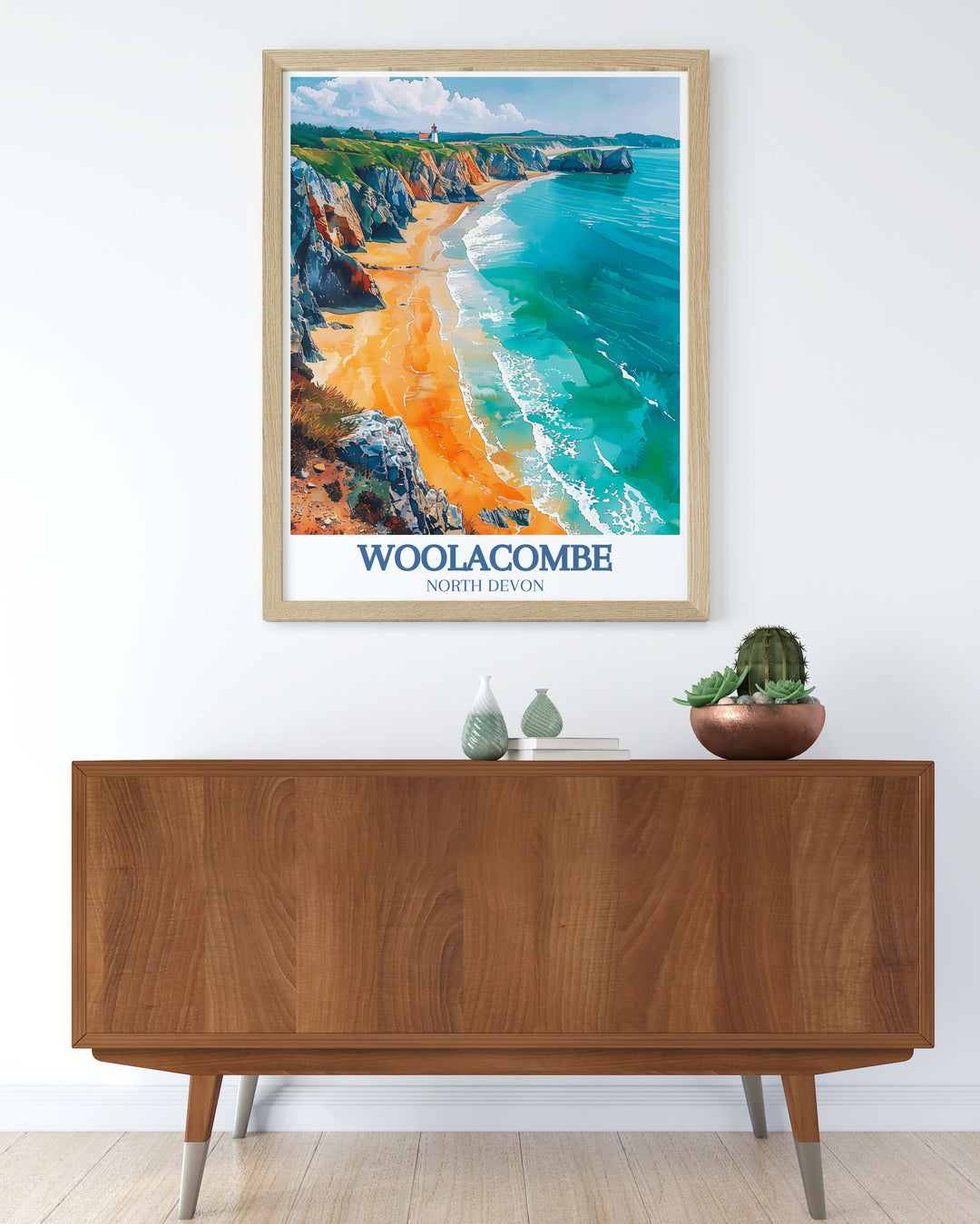 Captivating Woolacombe Beach Bullpoint Lighthouse modern decor print displaying the natural beauty of Devons coastline perfect for adding charm and tranquility to your home ideal gifts for mom dad and siblings