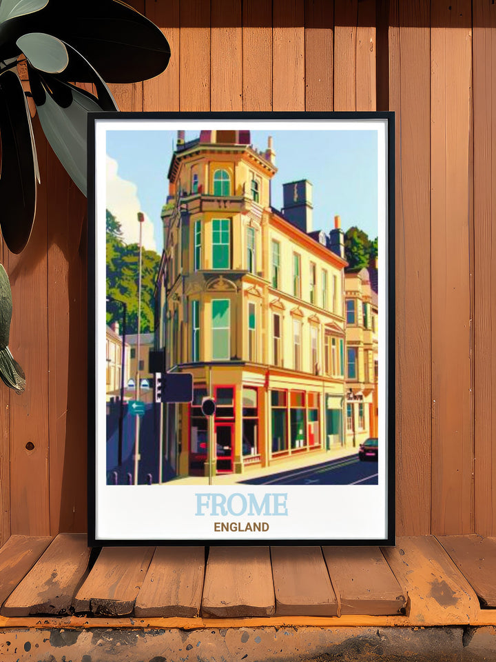 Frome Museum poster print, showcasing the cultural and historical beauty of one of Englands most artistic towns. A perfect addition to any home, this artwork reflects Fromes rich history and vibrant community, ideal for anyone passionate about Englands cultural treasures.