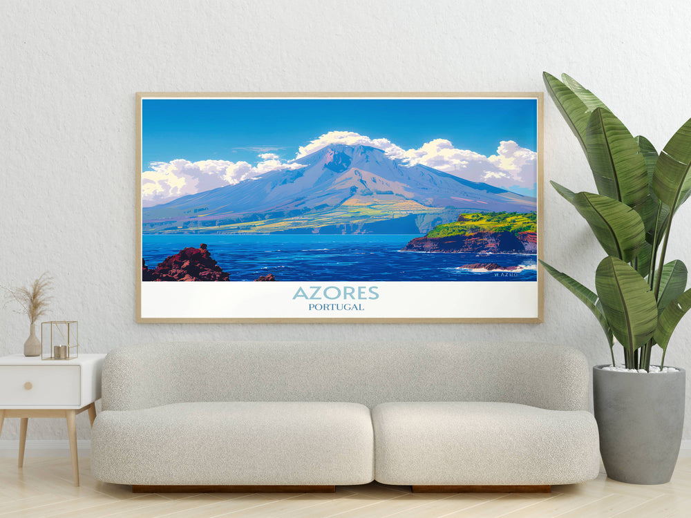 Azores travel print with a street map of Lagoa do Fogo, intricately detailed, offering a unique perspective of the region.