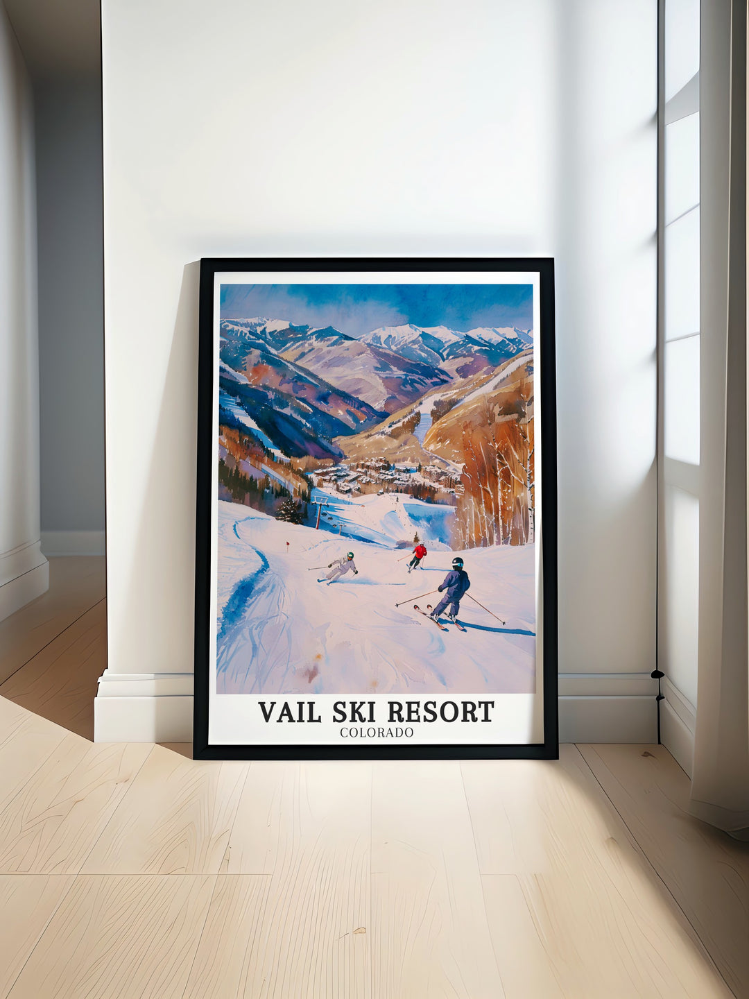 Display your love for Colorado and its outdoor adventures with this Vail Ski Resort canvas art. Featuring the towering Vail Mountain and the bustling Vail Village, this piece brings the serene yet exhilarating atmosphere of the Colorado Rockies into your home.